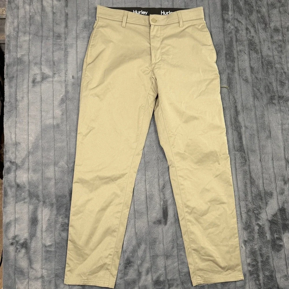 Hurley Jet Set Tech Pants Mens 32x30 Khaki Tan Straight Leg Chino HMS24-06893